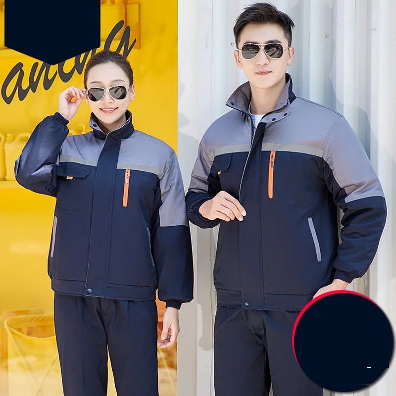 

Workshop Uniforms Cotton-padded Labor Jacket Warm Thick Thermal Overcoat Fleece Velvet Working Suit Wear-resistant Jacket