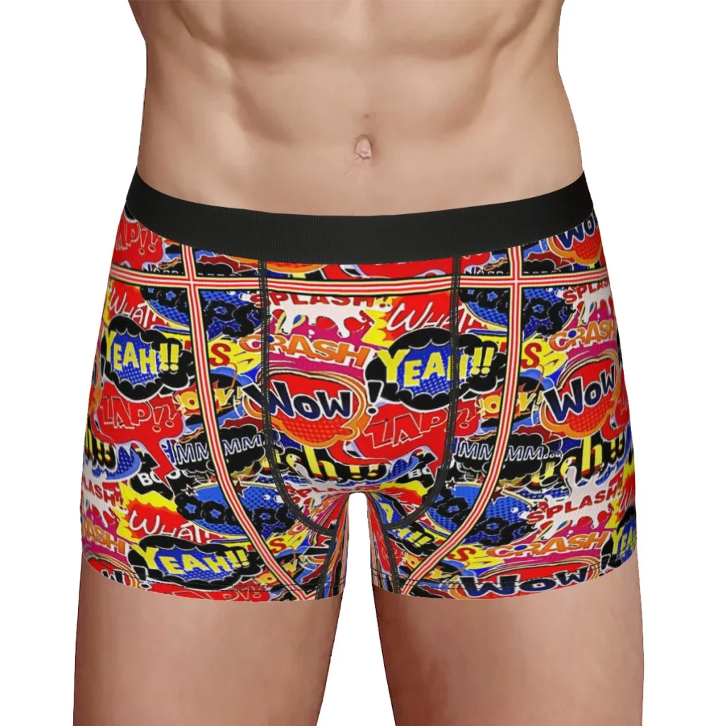 Cuecas Boxer Coloridas para Homens, Pop Art, Abstrato, Impressão Surreal, Cuecas Respiráveis, Roupa Interior Masculina, Calções Ventilar, Cuecas Boxer