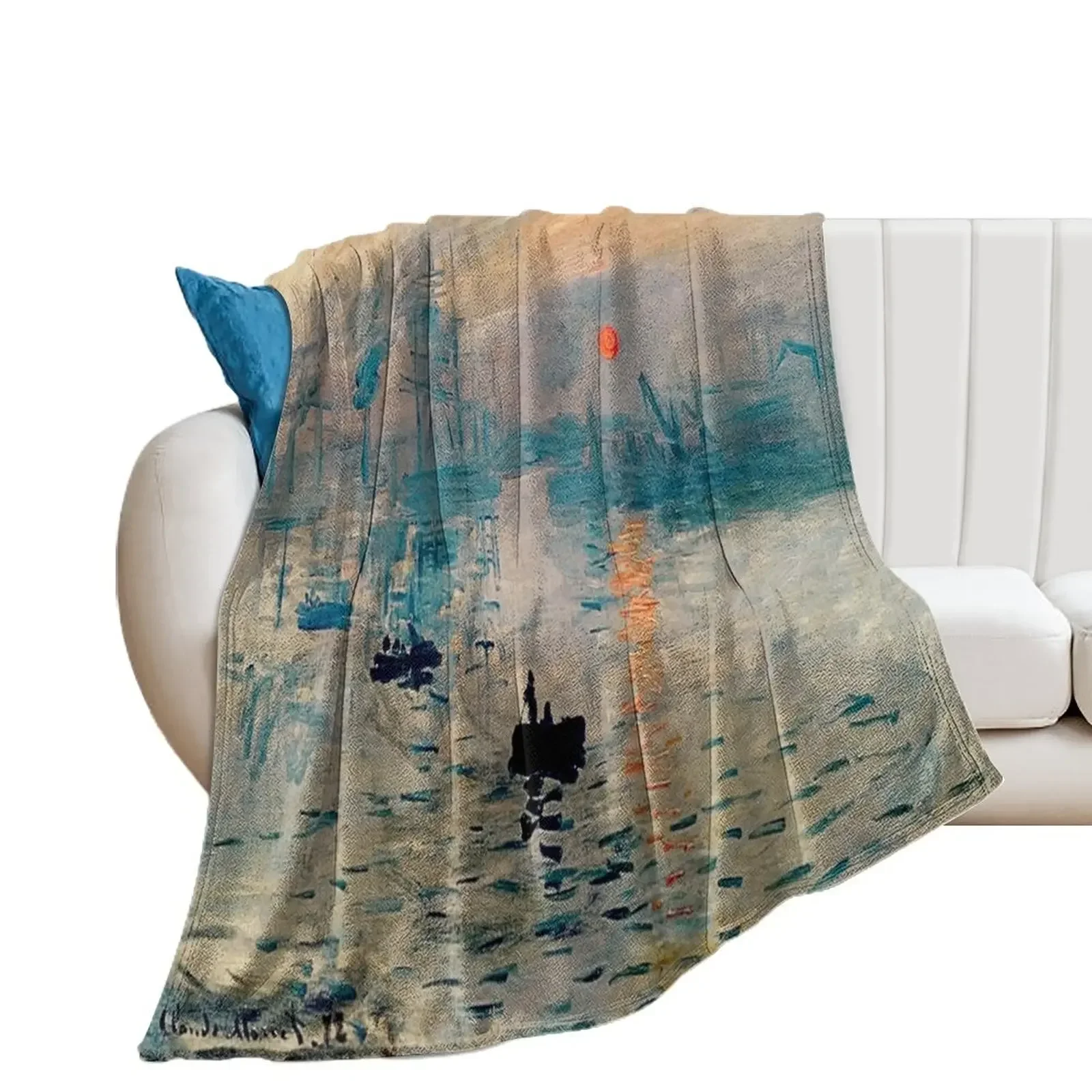 Impression Sunrise' | 'Impression Soleil Levant' de Claude Monet Throw Blanket Decorative Sofa Camping Thermal Blankets