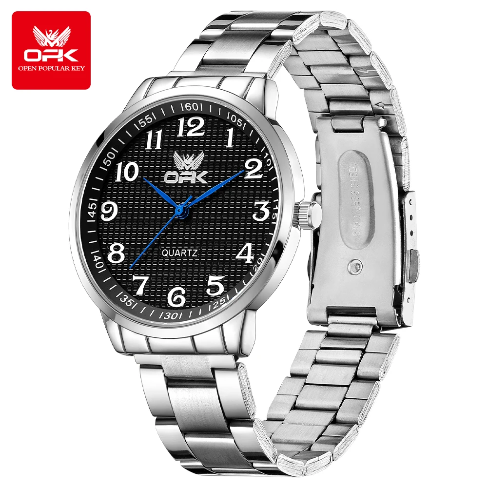 OPK 6008 Quartz Watches Men Steel Strap Simple Classic Numeral Scale Business Man Watch