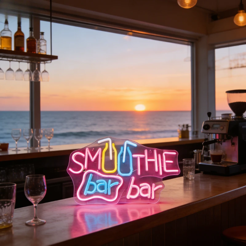 Smoothie Bar Neon Sign Dimmable USB LED Wall Light FOR Mobile Drink Food Truck Juice Shop Summer Market Party Decor Gift Lamp