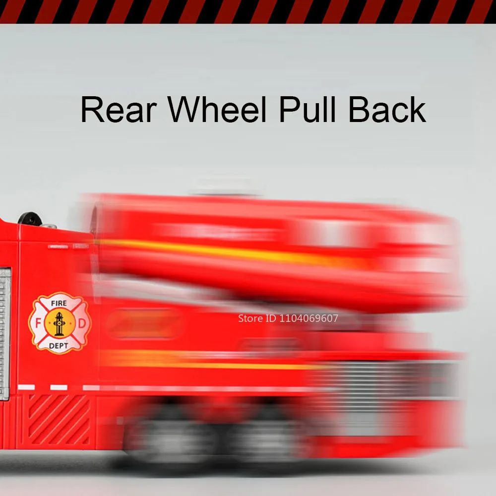 Modelo de motor de bomberos de agua pulverizada de juguete 1:32, coches de pulverización de Metal fundido a presión, saneamiento urbano, camión de barrido, sonido ligero, regalos para niños