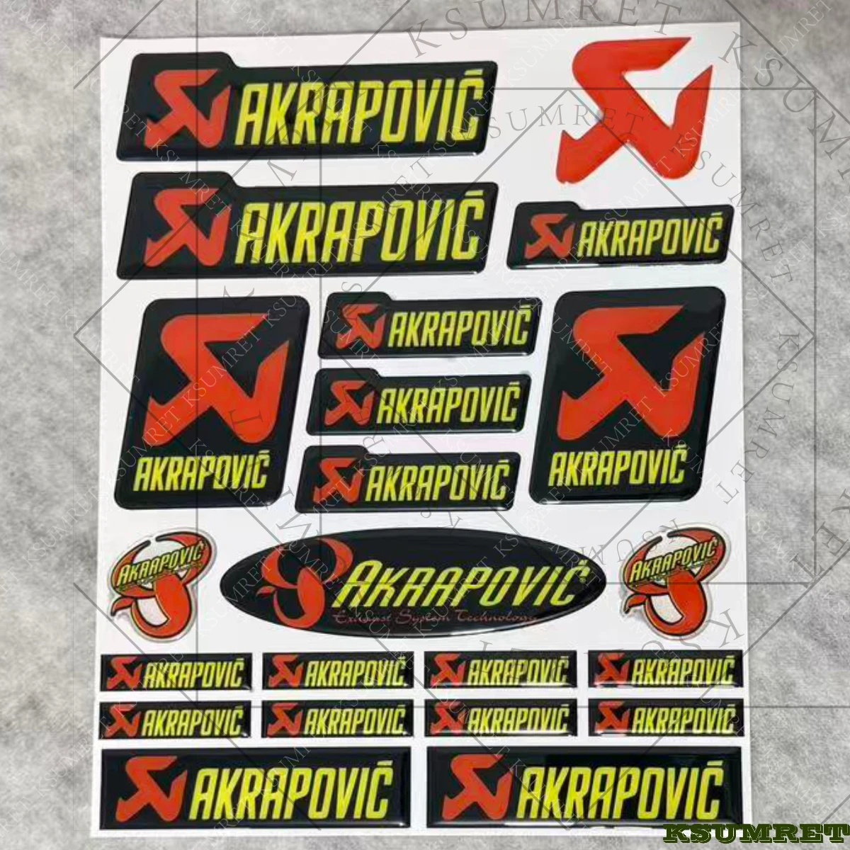 For 3D Akrapovic Exhaust Motorcycle Stickers Emblme Drip Glue Decals Waterproof