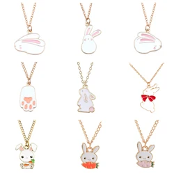 Cute Rabbit Friendship Necklace for Women Cartoon Pink Bunny Carrot Pendant BFF Necklace Jewelry Accessories Gift for Girlfriend