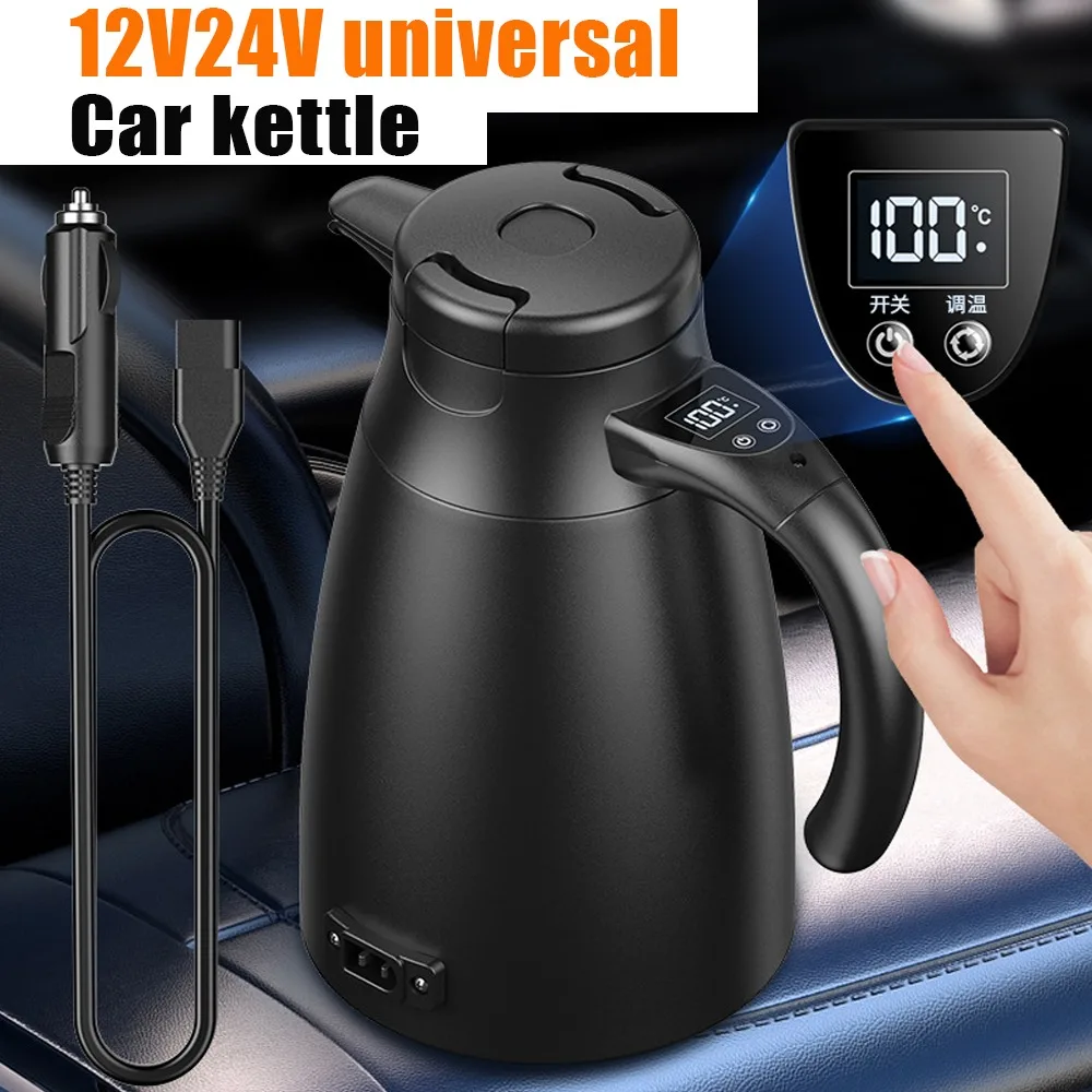 12V/24V Dual Voltage Travel Kettle 1.2L Fast Water Heater Perfect For Truckers Road Trips Long-Haul Trucking And Car Camping