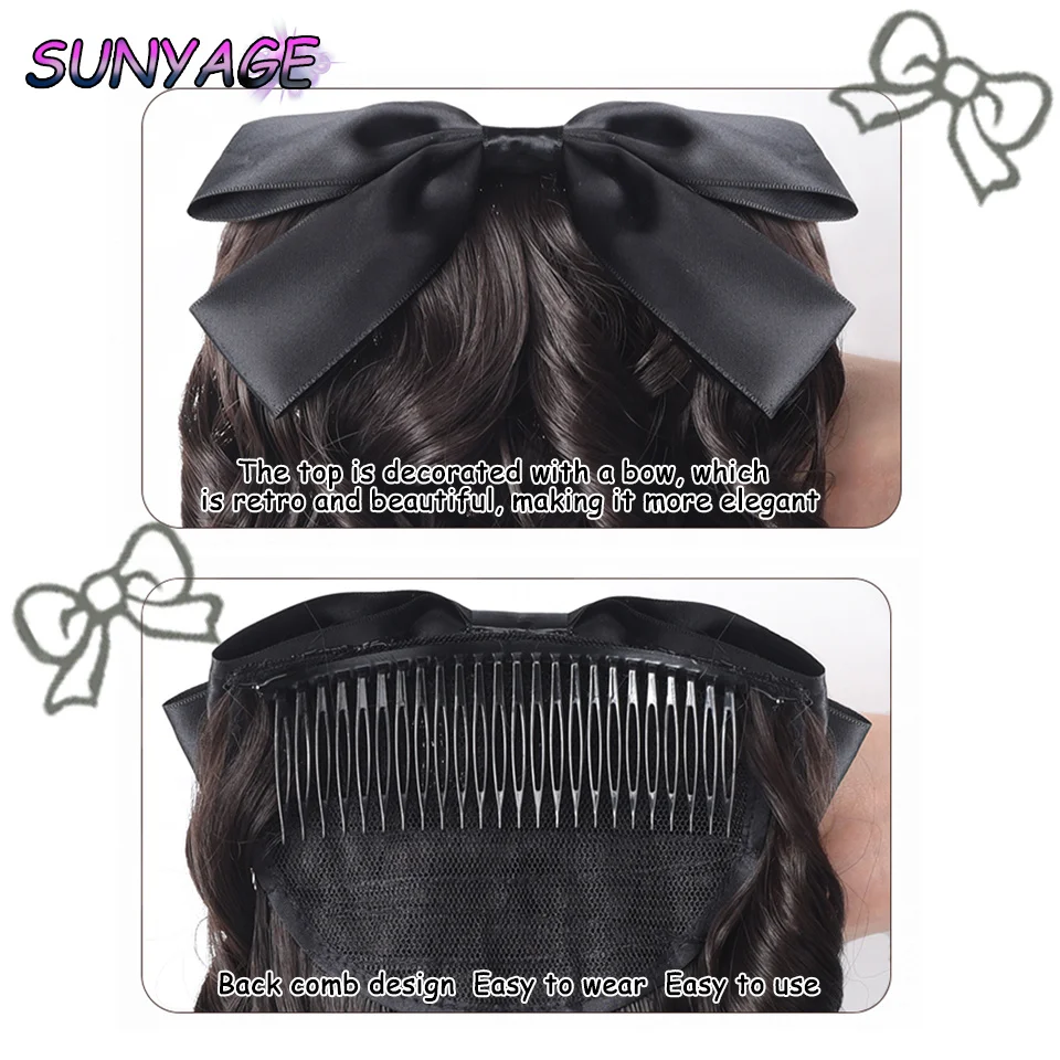 SUNYAGE Synthetic Retro Ponytail with Comb Europen Princess Curly Puff Ponytail Clip in Hair Tail Natural False Hair Extension