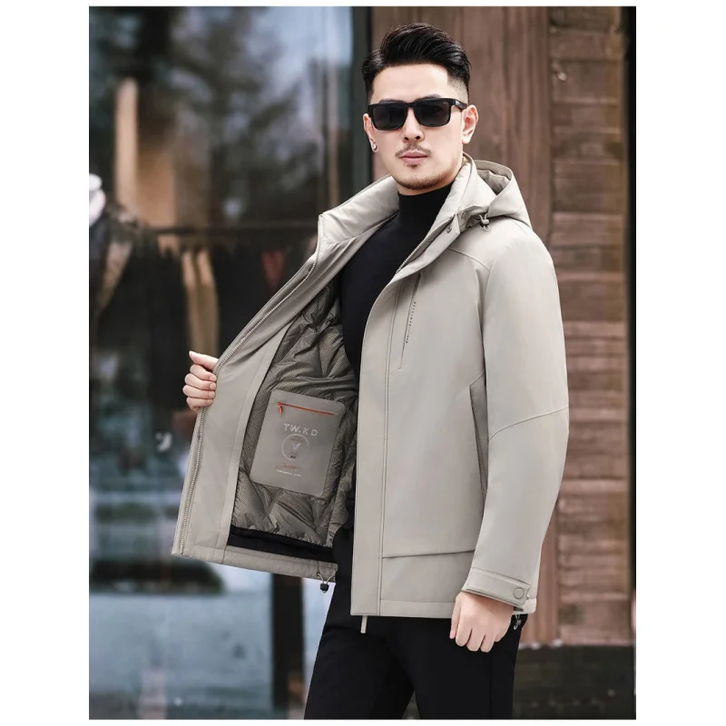 GIOIOMen's Down Jacket，2025Winter New Style Goose Down Filled Warm Business Casual High-Quality Down Cotton Jacket Coat