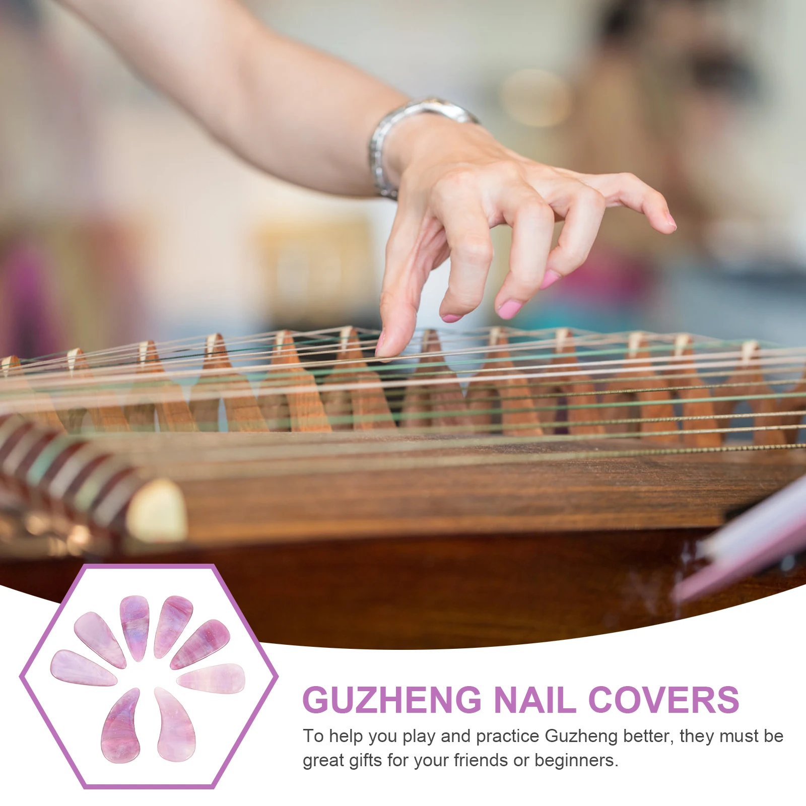

8 Pcs Play Grade Nail Covers Finger Protectors Fingertip Picks Guzheng Nails Guitar