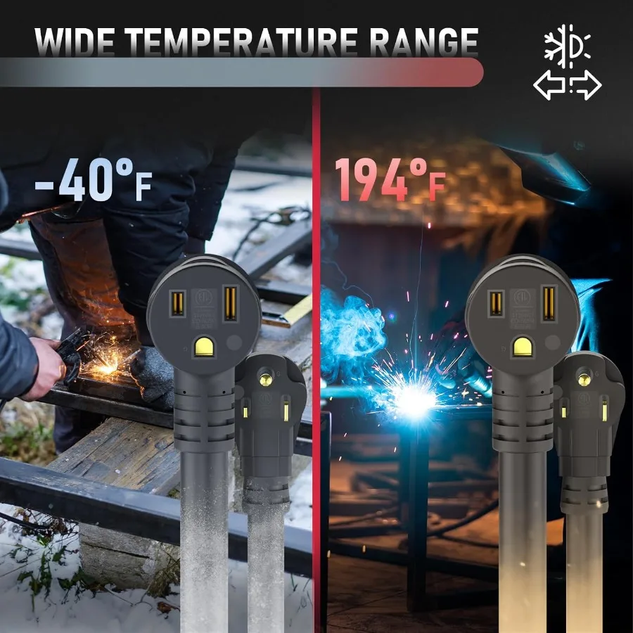 25ft 250 Volt 6 AWG Heavy Duty Welder Extension Cord with NEMA 650P to 650R Connectors for Industrial Welding Applications Dura