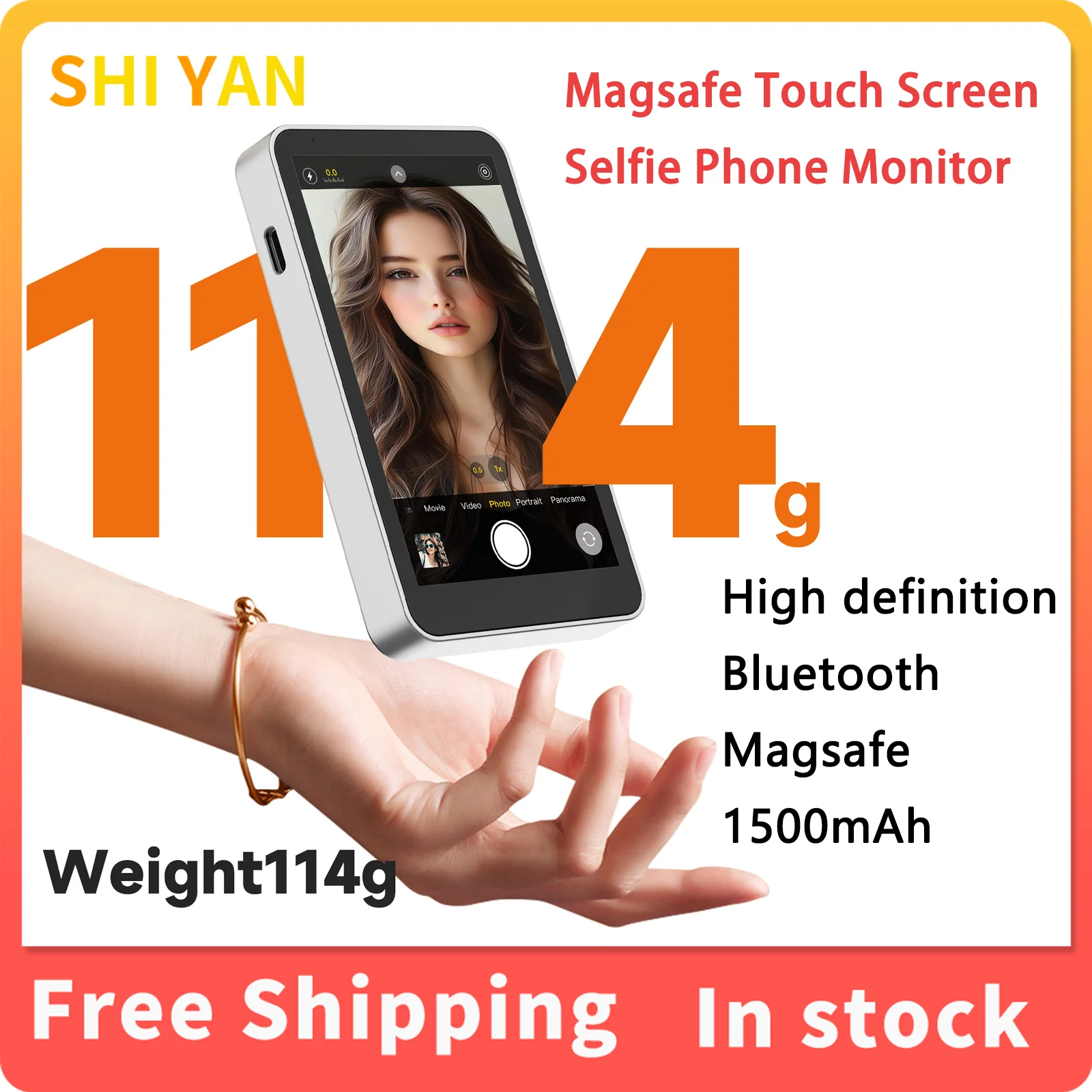 

SHIYAN Magnetic Vlog Phone Selfie Monitor Screen 1080P Wireless Recording Phone Rear Camera Selfie Screen Monitor For smartphone
