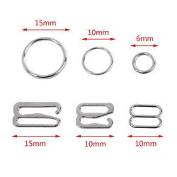 100 Silver metal bra strap adjuster slider/hooks/o ring lingerie sewing craft