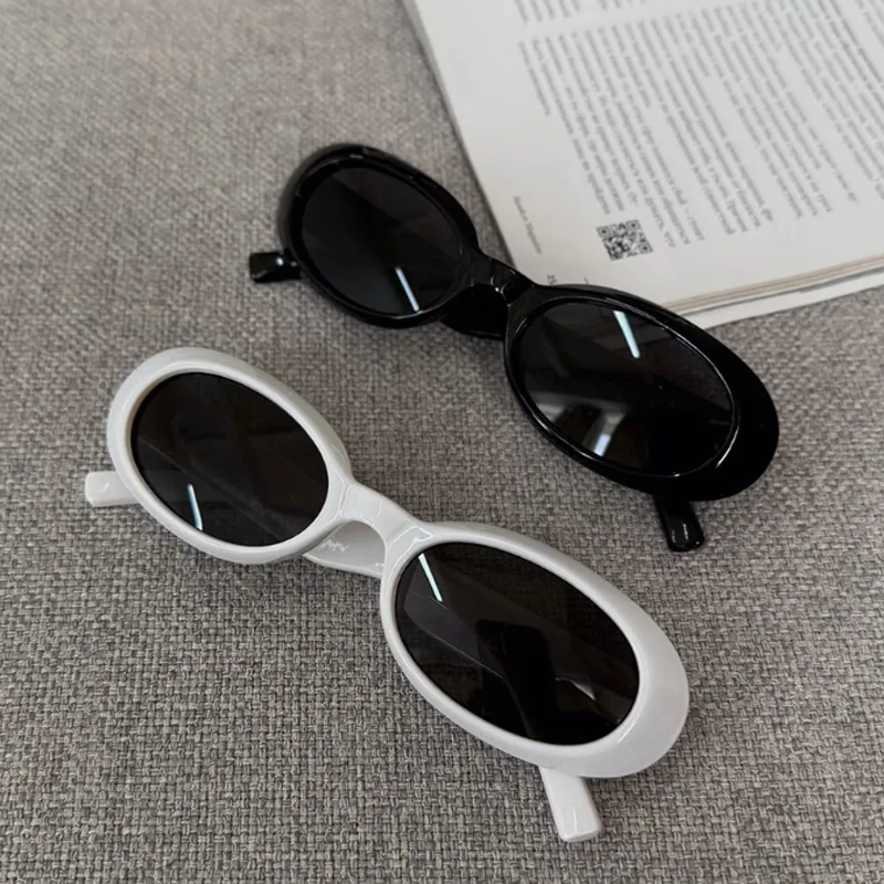 2pcs Pack Fashion Oval Sunglasses Women Luxury Black Shades UV400 Men Punk Brand Sun Glasses Outdoor Cycling Goggles Unisex