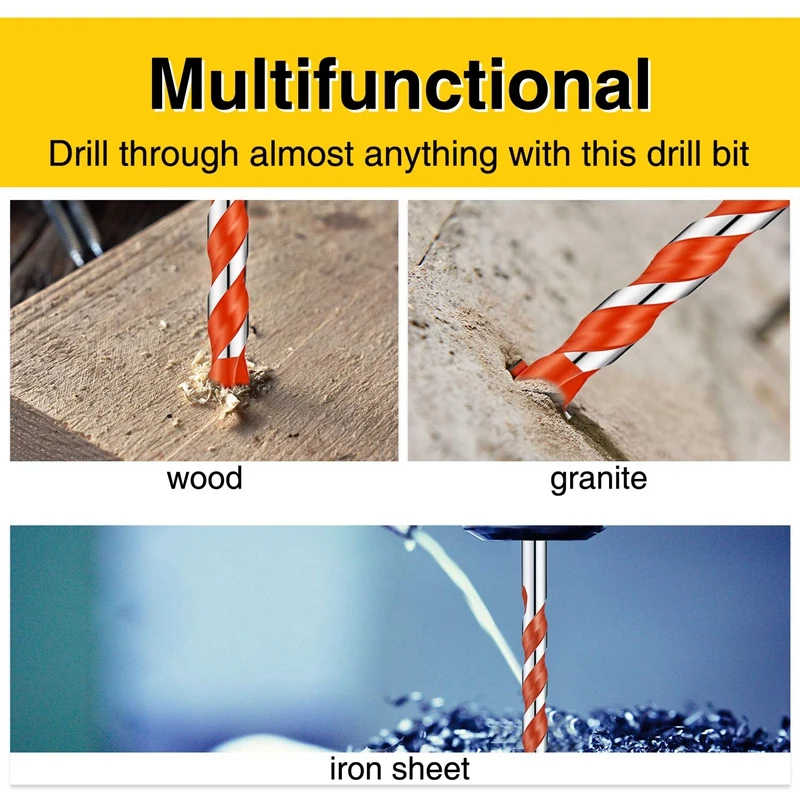 12 Pcs 6 Mm Masonry Drill Bit Sets Triangular Handle Multifunctional Drill Bits Punching Drill Bits Set For Power Tools