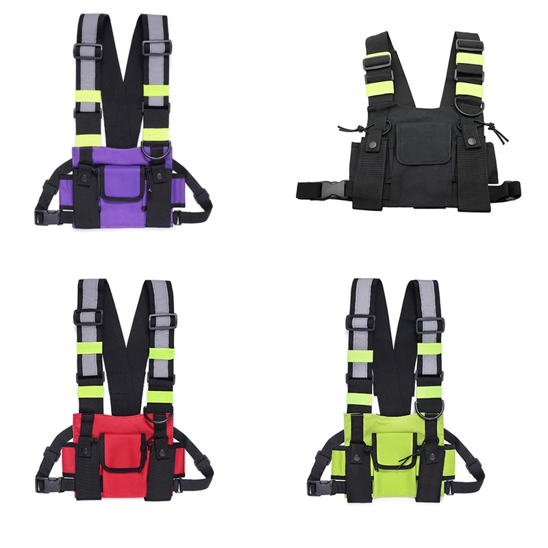 

Walkie Talkie Double Chest Bag Radio Reflective Chest Harness Holder Bag Vest Rig Walkie Talkies Front Pack Pouch Case