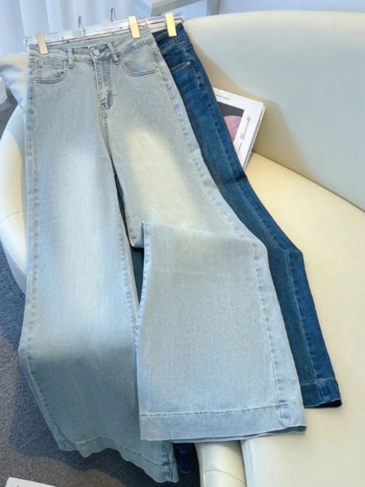 Spring and Autumn Season 2026 New Popular Light Colored Straight Leg Flared Pants Micro Flared Wide Leg Jeans for Women