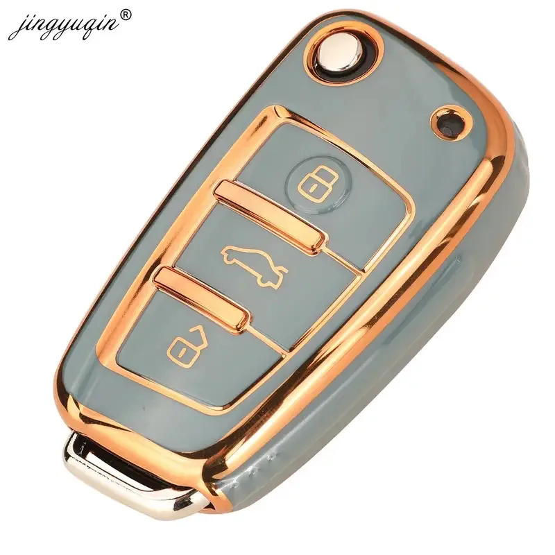 OUY jingyuqin TPU Car Flip Key Case Cover For Audi A3 A4 B6 B7 B8 A6 C5 C6 RS3 S1 S3 Q3 Q5 Q7 TT Protector Holder Keyless Auto F