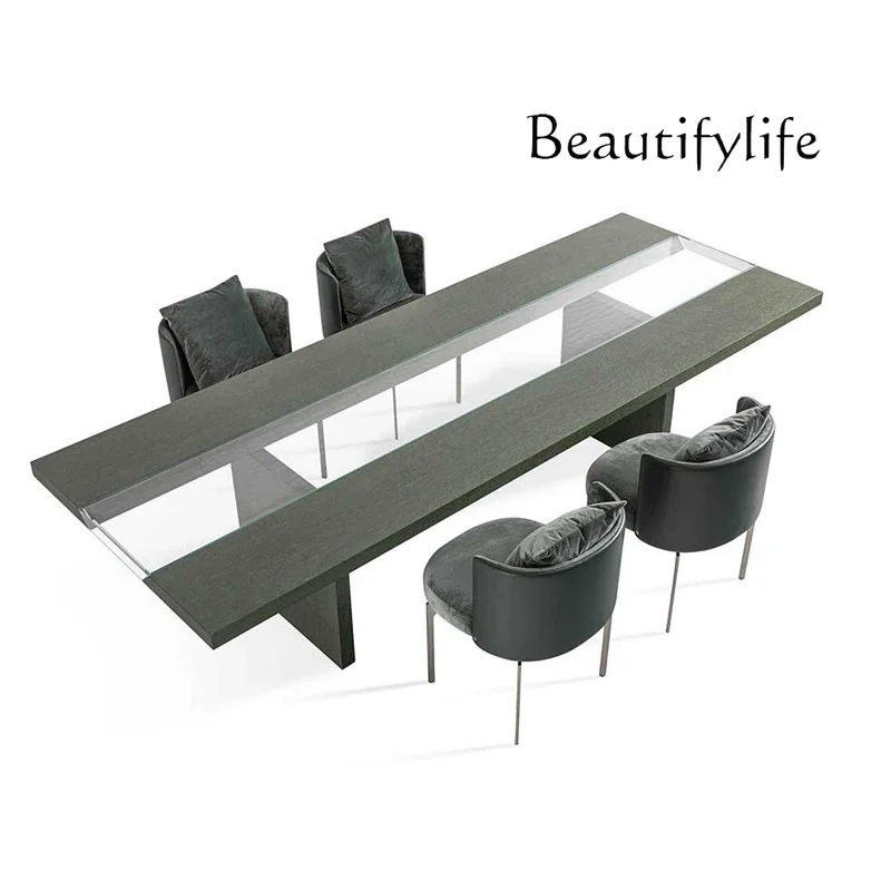 X36 Italian Minimalist Solid Wood Combination Home Restaurant Dining Table Rectangular Creative Personalized Acrylic Dining Tab
