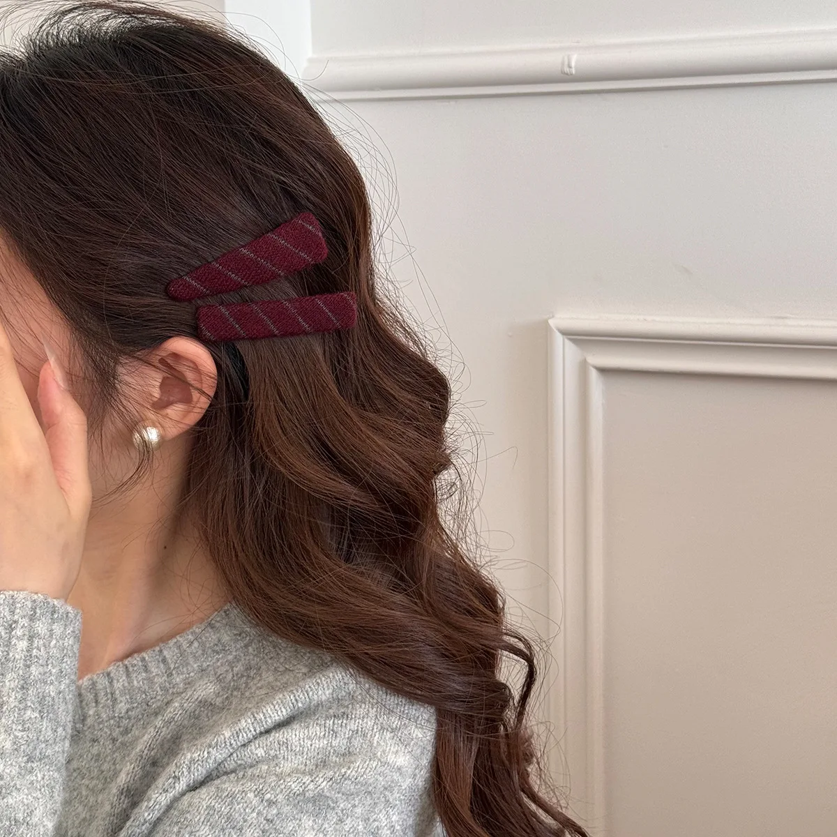 Korean Fashion Simple Diagonal Knitted Hair Clip Retro Temperament Versatile Bangs BB Clip Back of The Head Broken Hair Clip New