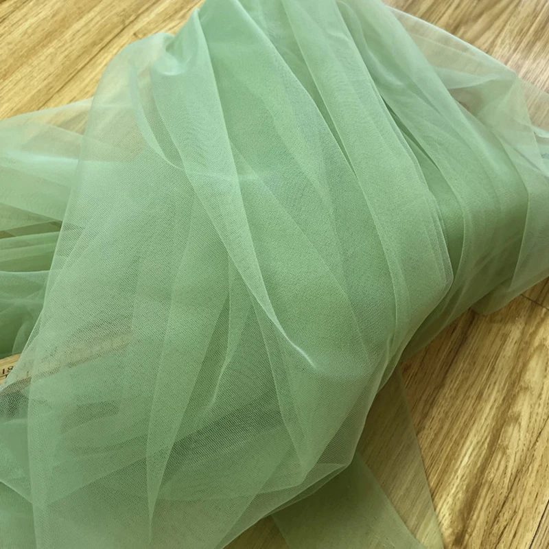 Kain Tulle Lembut Warna Hijau Alpukat Putih Lebar 160cm untuk Tirai Perayaan Pernikahan, Pakaian, Tata Letak Jaring, Benang, Bahan Jahit DIY