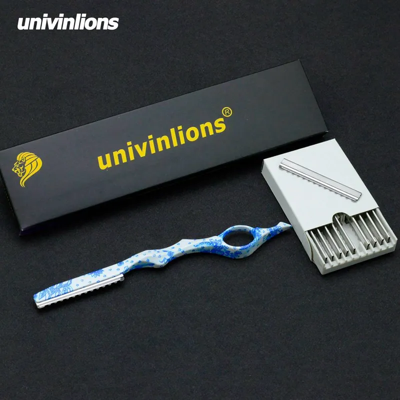 Univinlions barbeiro profissional desbaste navalha em linha reta cabeleireiro navalha vara salão de beleza faca corte cabelo cabeleireiro scisor