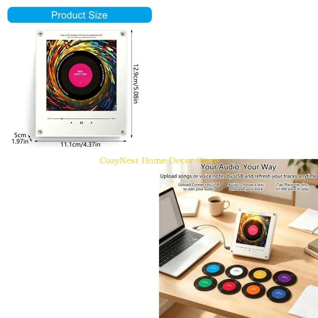 92MF LED Light Audios Player Set with Tap to Play Playback for Home Message Display