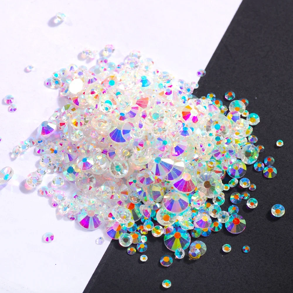 1000pcs Mixed Sizes SS4-SS30 Flatback Glass Crystal Non hotfix Rhinestones Glue On&Fabric Garment Decorations Colorful Gem