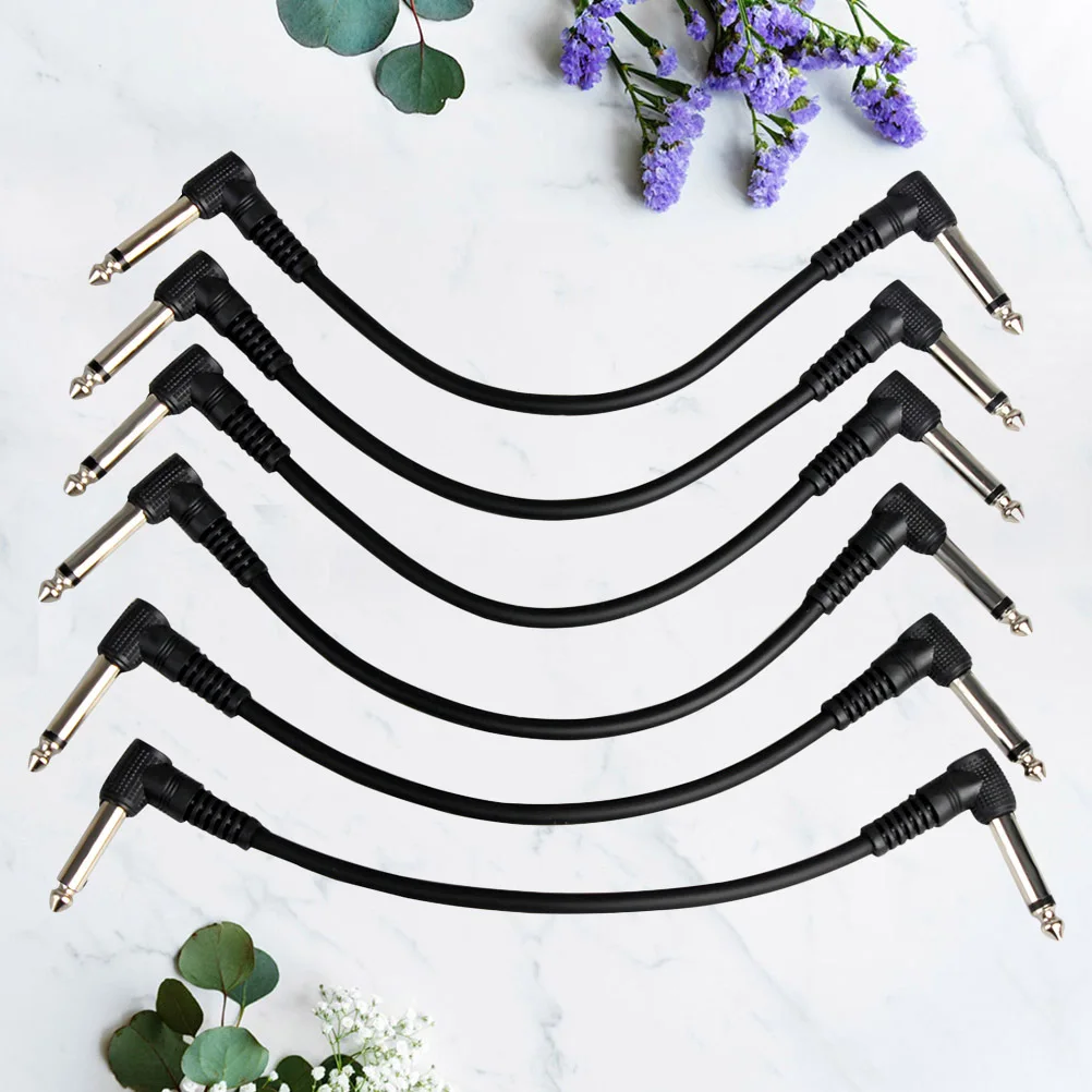 

6pcs Black Instrument Cables Flexible Guitar Bass Keyboard Patch Right To Right Connector For Stage Audio Equipment Electric