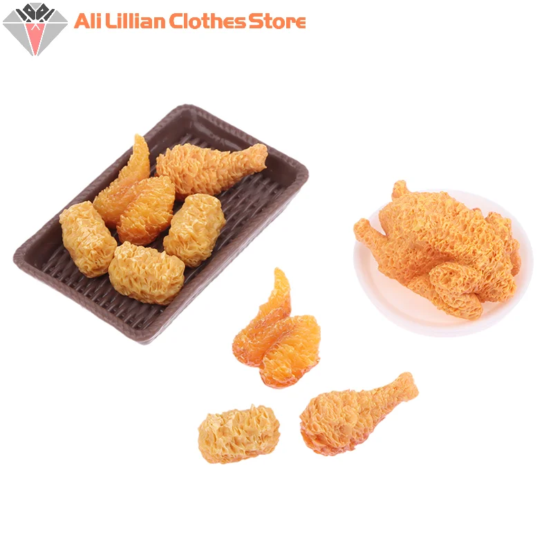 ⭐HOT❗ 1Set Mini Simulation Fried Chicken Miniatures Food Doll House Decor DIY Supply Model Food Ornament Toy Dollhouse Accessor