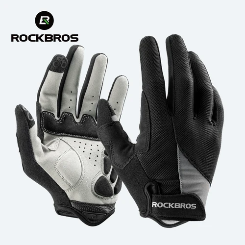ROCKBROS-guantes de ciclismo transpirables para hombre y mujer, manoplas de dedo completo para pantalla táctil, para bicicleta de montaña o de carretera