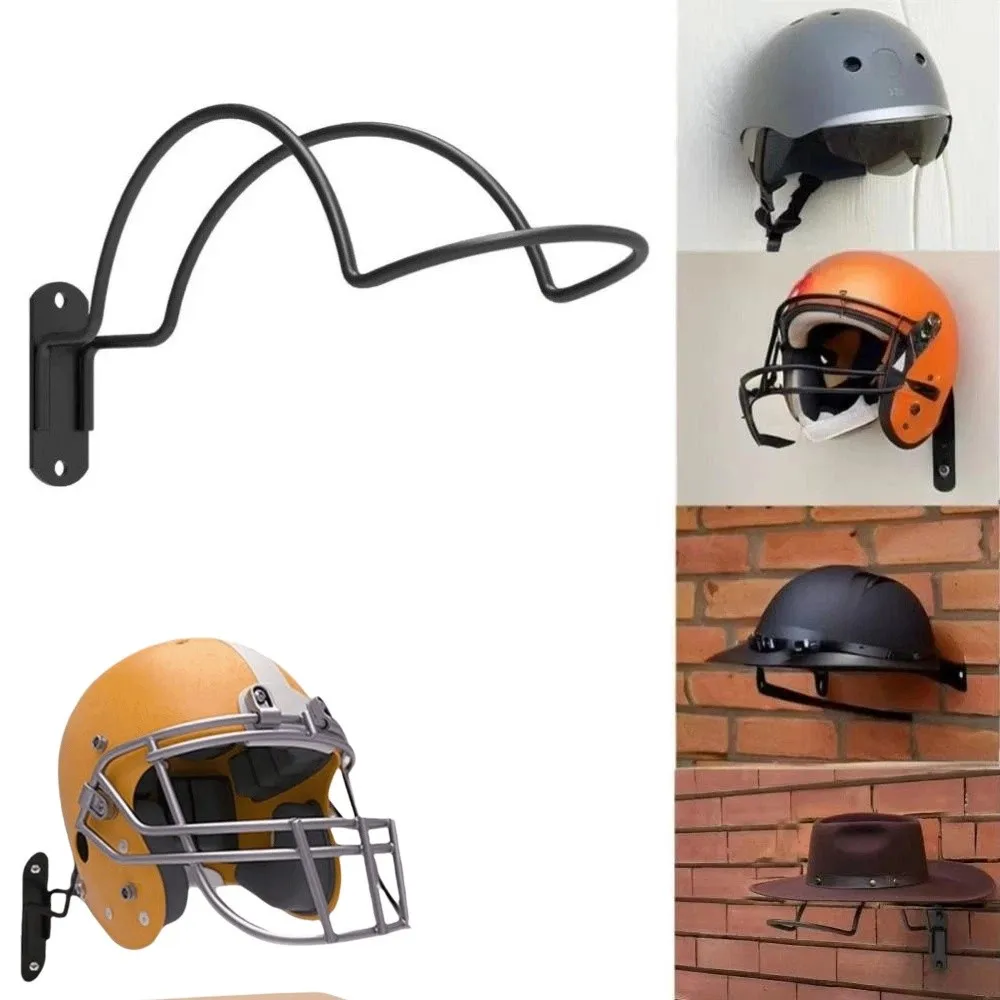 

Metal Hanger Wall Helmet Storage Rack Space Saving Durable Helmet Display Stand Multi-functional Sturdy