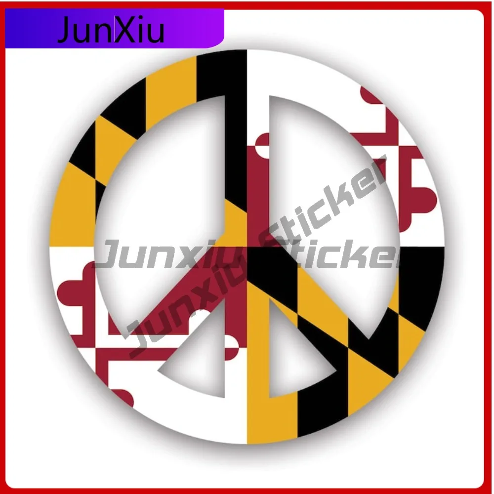 

Maryland Flag Peace Symbol Stickerwaterproof Outdoor Cool Window Waterproof Vinyl Decal For Campers Sticker Fun High Quality Fun