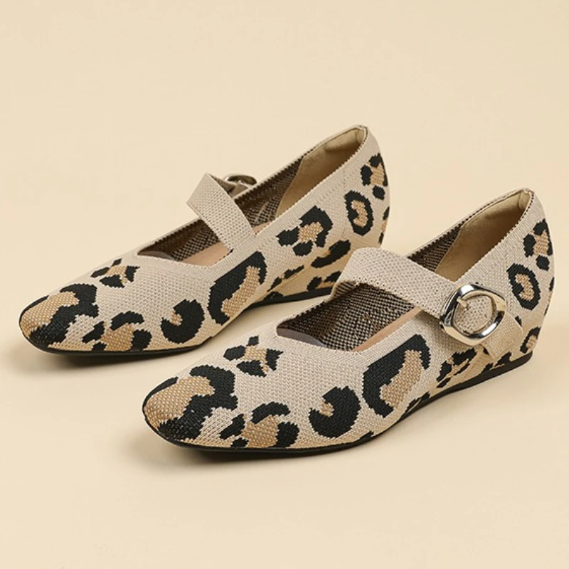 

Вязаные дышащие туфли на танкетке, женская удобная повседневная обувь с пряжкой, лаконичная модная женская обувь Мэри Джейн, Zapatos De Mujer