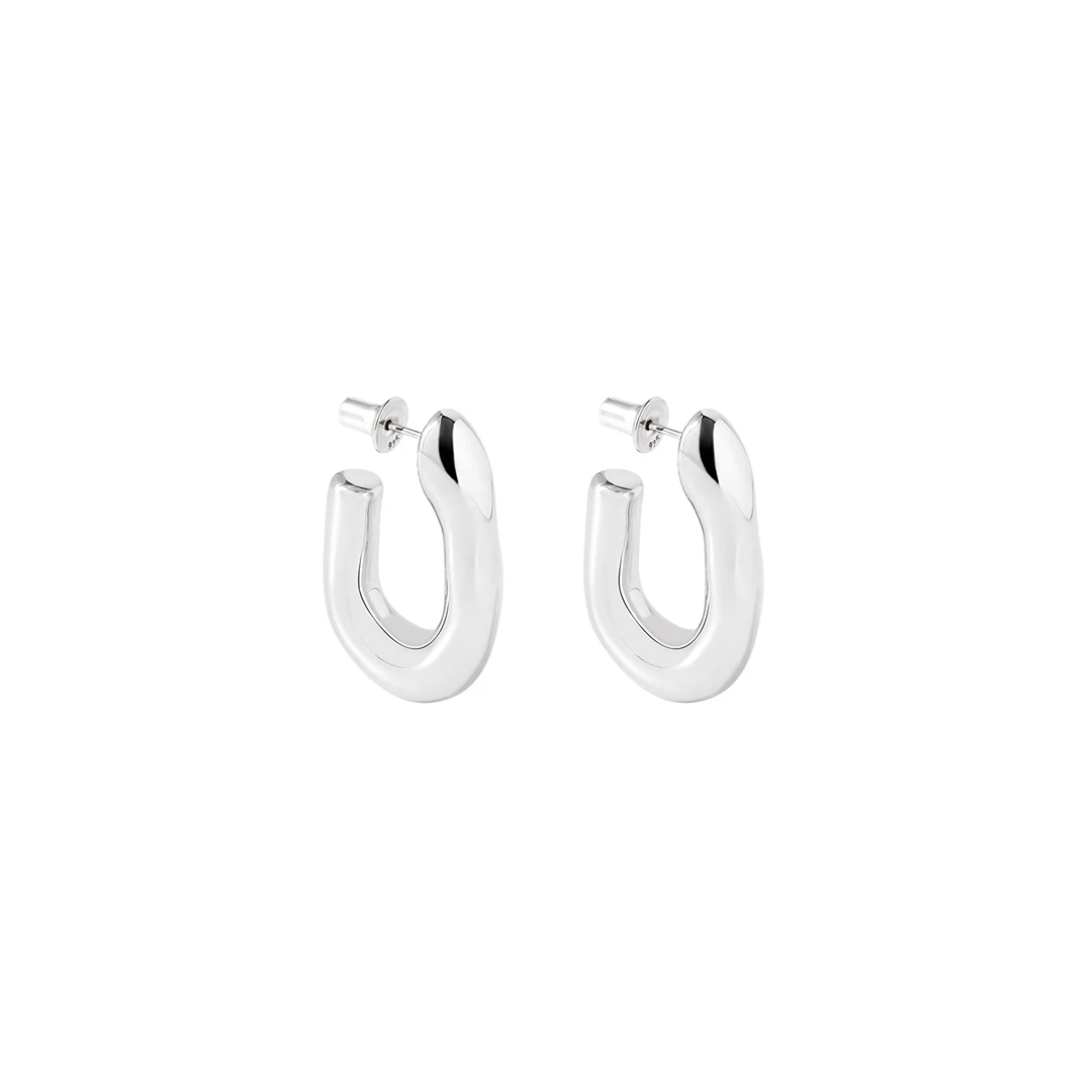 AB/925 sterling silver gold plated curved U-shaped design simple fashion casual women's drop earrings