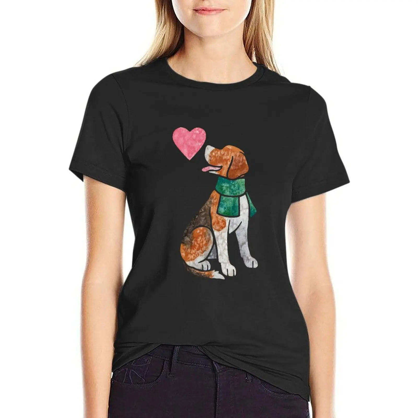 Watercolour Foxhound T-Shirt Female clothing summer top kawaii clothes t-shirts for Women graphic tees funny