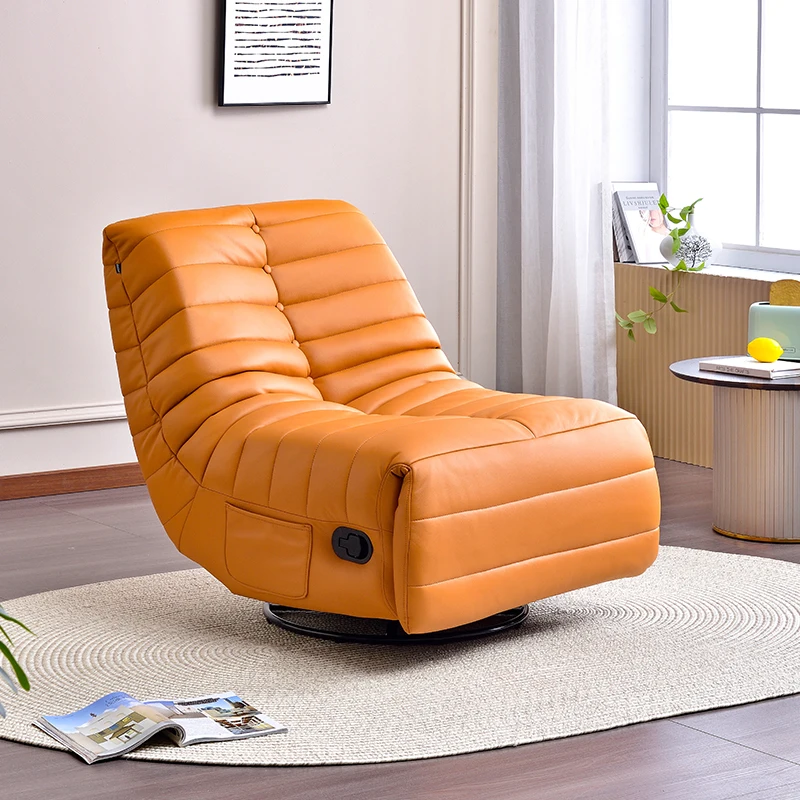Modern living room rotating manual reclining synthetic leather casual sofa chair