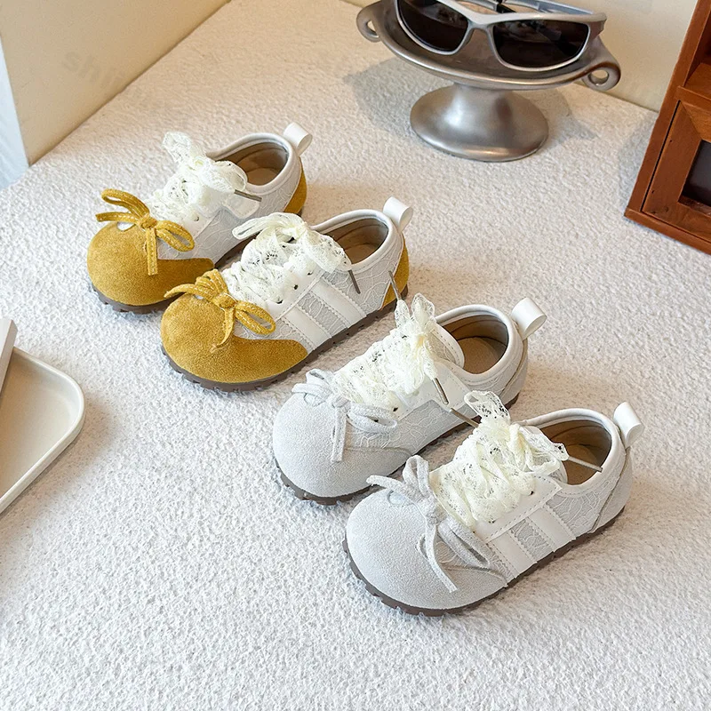 

Girls' Sneakers Spring Autumn New Breathable Fashion Bow Knot Non Slip Princess Shoes Lightweight Comfort Soft Sole Casual Shoes