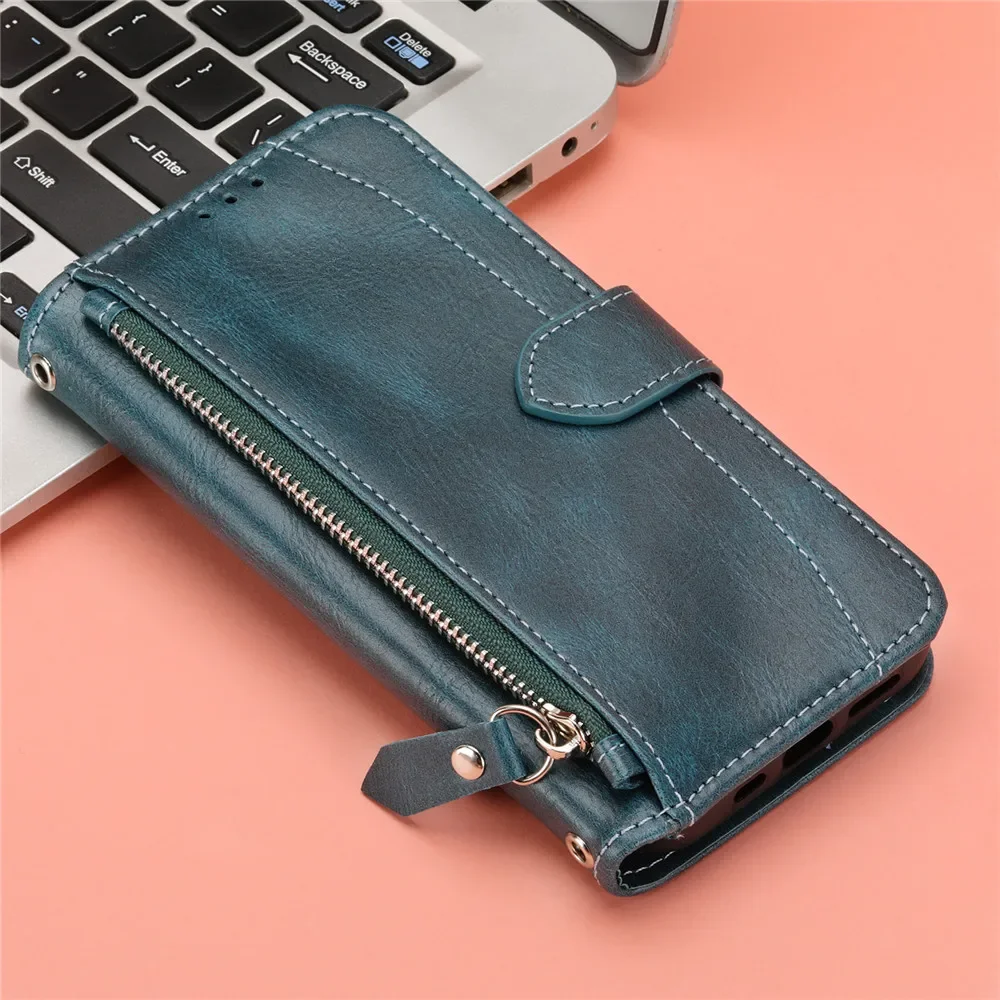 For Sony Xperia 1 VI 10 IV 5G Crossbody Strap Zipper Wallet Leather Case For Xperia 5 IV 10 VI 1IV 10IV 1 V 5 V 10 V Flip Cover