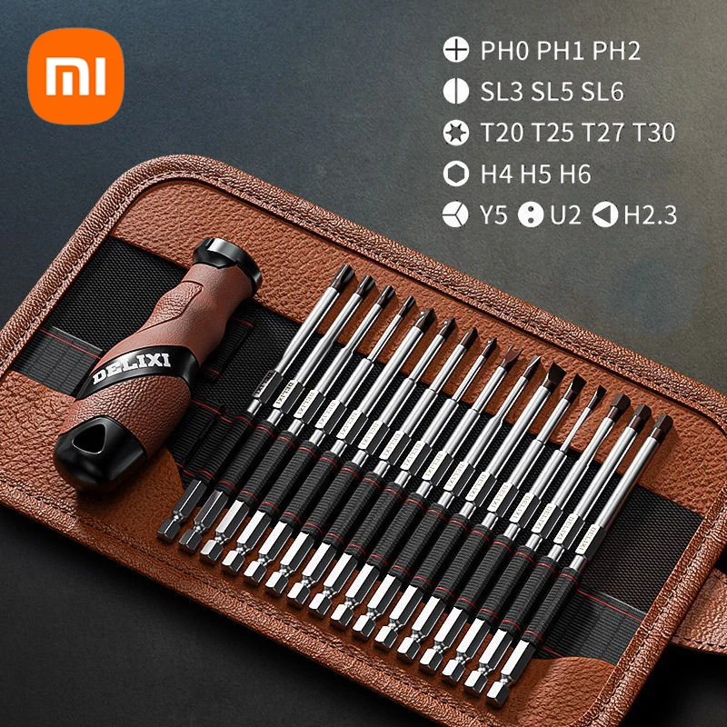 

Xiaomi Delixi Ratchet Screwdriver Set Slotted Phillips TORX Magnetic Screw Driver Bits Kit Precision Home Hand Tool Repair Tools