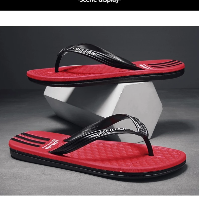 

Summer Large-sized Men's Round-toed Flat-heeled One-foot Soft-soled Anti-slip and Breathable Beach Swimming Pool Flip-flops