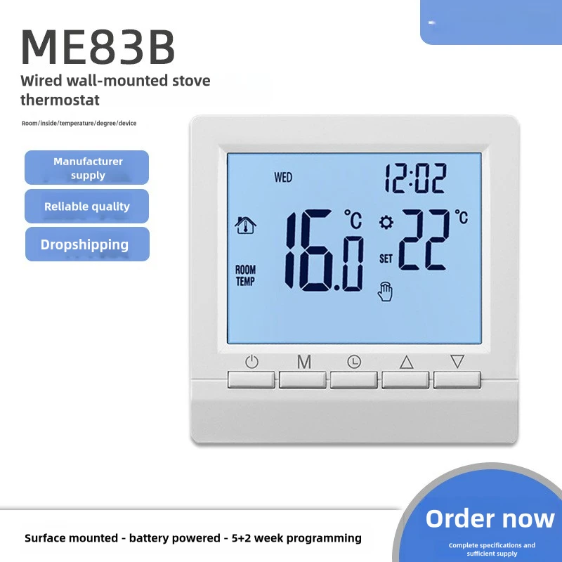 Regolatore di temperatura programmabile Termostato ambiente Display LCD digitale Controller touch screen Riscaldamento a pavimento Caldaia a gas тlukмост