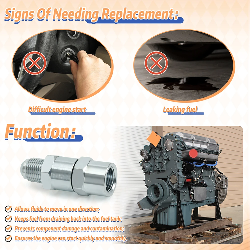 Brandstof Terugslagklep Voor Detroit Diesel Serie 60 12.7L Motor Regulator 23516993 3/8 "vrouwelijke X 5/8"-18 mannelijke pijp