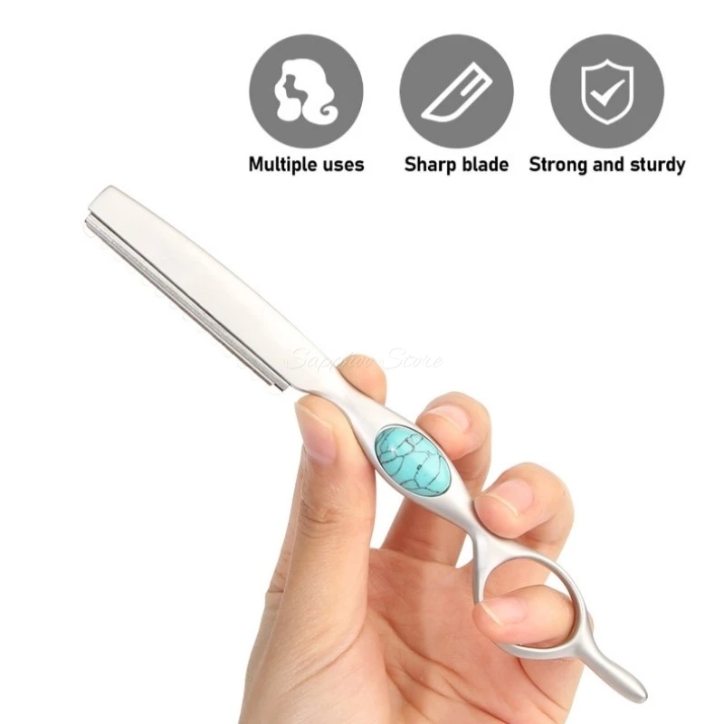 1 قطعة شفرات تحفيف الشعر مع شفرة برو سبائك الزنك الفيروز جمشت صالون الحلاق شفرات حلاقة تصفيف الشعر القاطع سكين