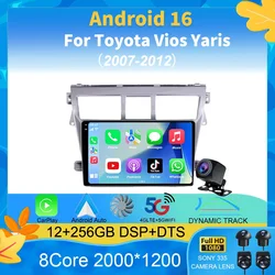 For Toyota Vios Yaris 2007 2008 - 2012 9 Inch Car Stereo Radio Multimedia Video Player Android 16 Auto Carplay GPS Navigation