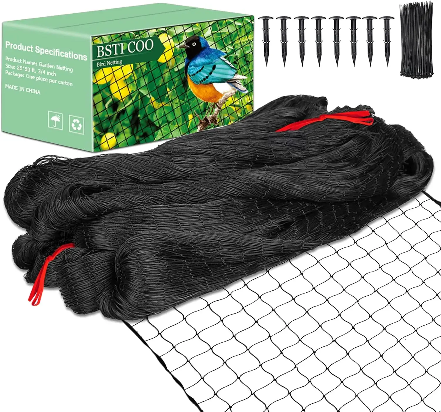 

Bird Net 25'x50' Bird Netting for Chicken Coop Roof, Nylon 3/4" Mesh Poultry Netting Garden Nettings for Fruits Trees Plant, Avi