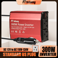 FT feiteeng 300W Car Power Inverter 12V to 110V Cigarette Lighter Adapter for Laptop Camera Phone Charger US Plug