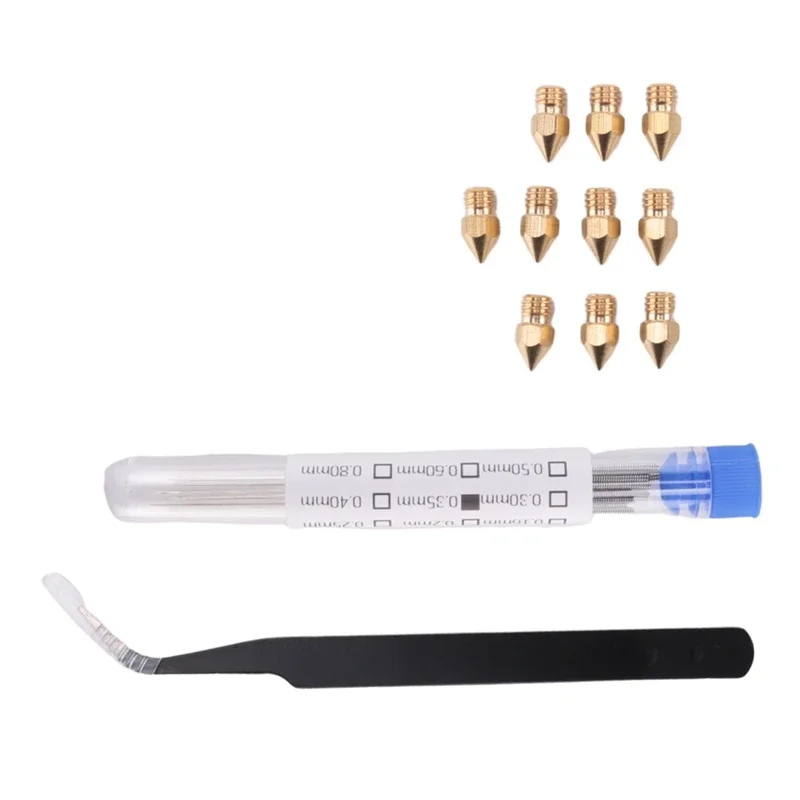 21 комплект насадок для 3D-принтера и чистящих насадок 0,4 мм Mk8, иглы 0,4 мм и 1 упаковка пинцетов, набор инструментов, насадка из нержавеющей стали 21 комплект насадок для 3D-принтера и чистящих насадок 0,4 мм Mk8, иглы 0,4 мм и 1 упаковка пинцетов, набор инструментов, насадка из нержавеющей стали