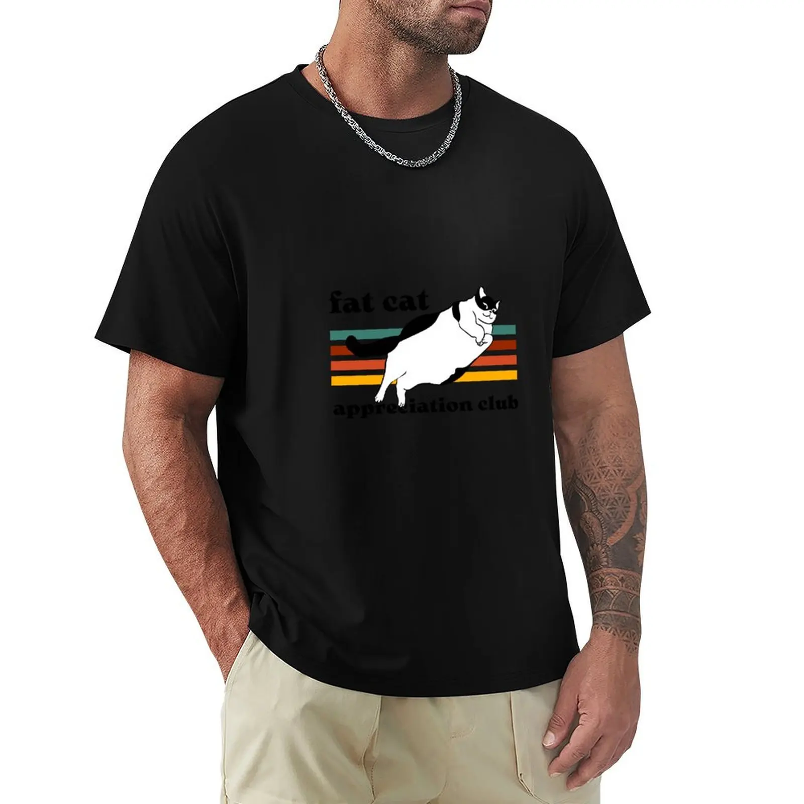 

Fat cat appreciation club T-Shirt Daily Wear Plain Short Sleeve Shirt
