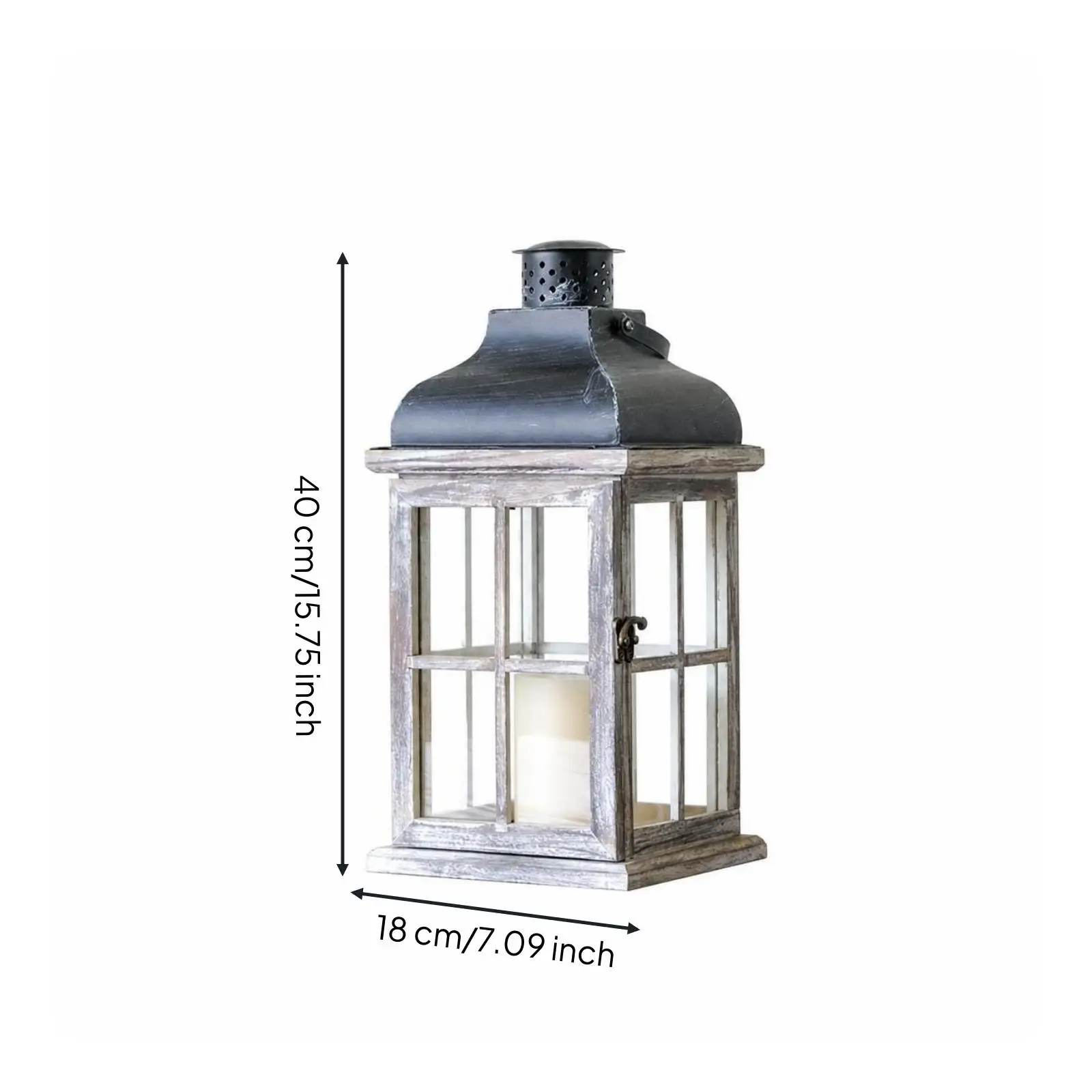 Classic Country Lantern Candle Holder with Front Latch for Safe Lighting Portable Home Accent