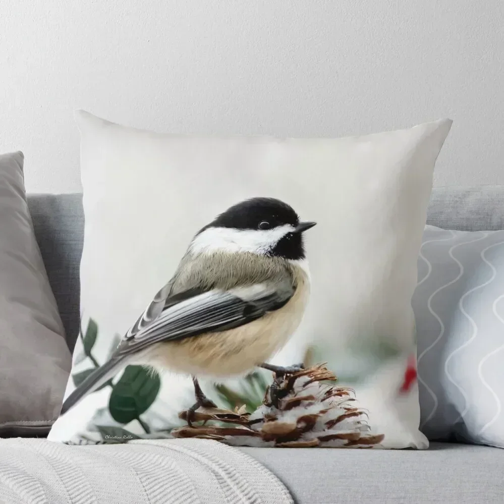 

Winter Chickadee Throw Pillow Pillowcases luxury sofa pillows Decorative Cushions christmas supplies pillow