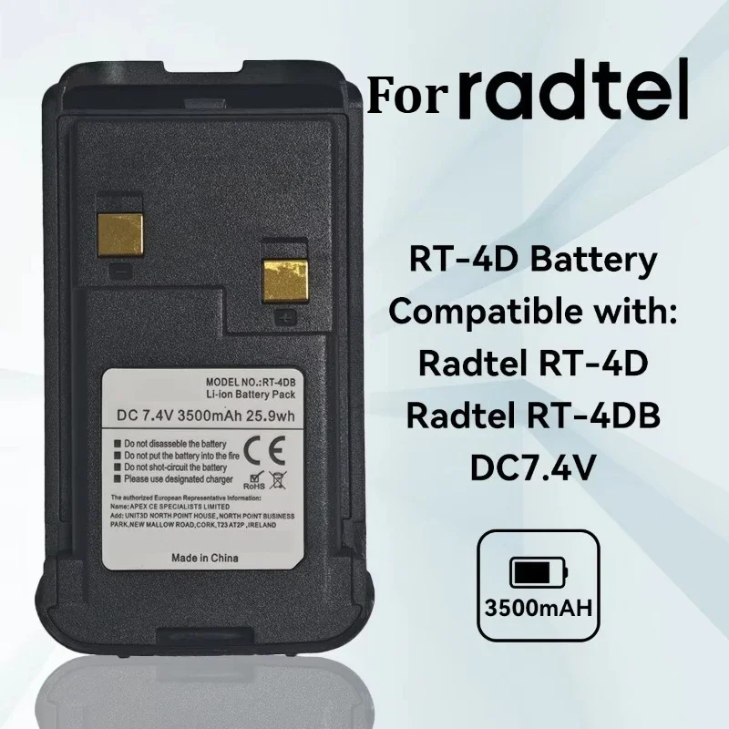New RT-4DB Replacement Battery 7.4V 3500mAh Li-ion Rechargeable Battery Pack for Radtel RT-4D DMR Walkie Talkie Two Way Radio